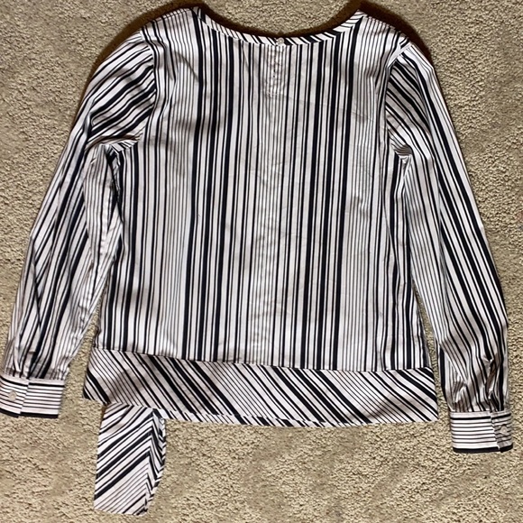 Talbots Poplin Side-Tie striped Top - Picture 3 of 3